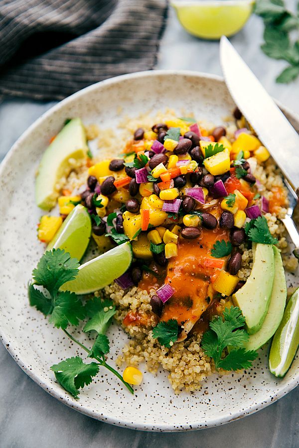 Quinoa Chicken Bowls with a Mango Salsa