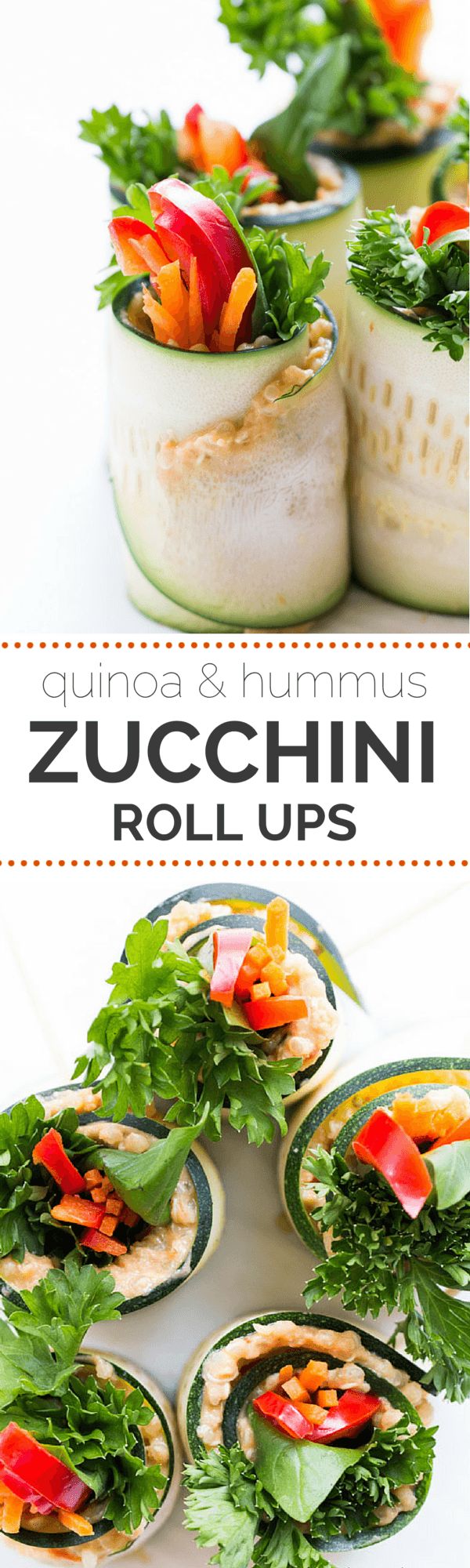 Quinoa + Hummus Zucchini Roll Ups