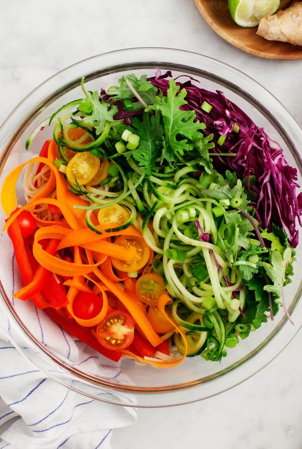 Rainbow Bowls w/ Almond-Ginger Dressing