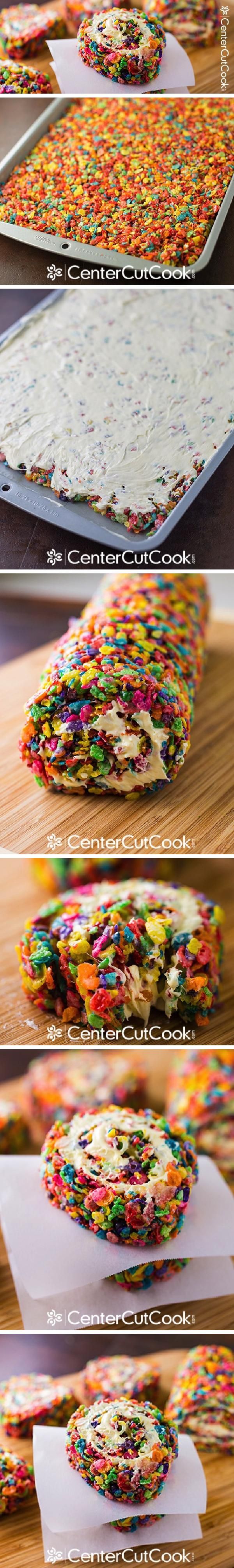 Rainbow Rice Krispie Pinwheels