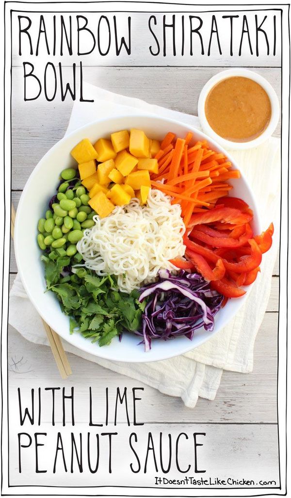 Rainbow Shirataki Bowl with Peanut Lime Sauce