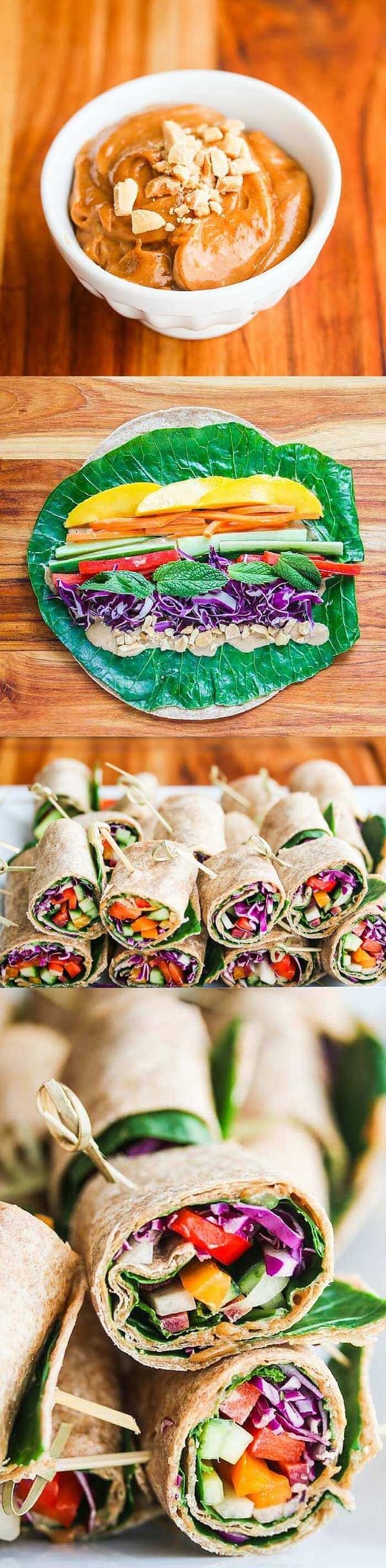 Rainbow Vegetable Wraps with Peanut Sauce