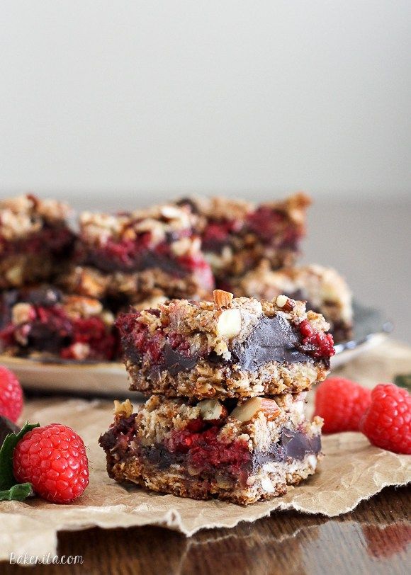 Raspberry Chocolate Chunk Bars (GF + Vegan