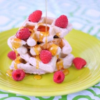 Raspberry Coconut Flax Waffles