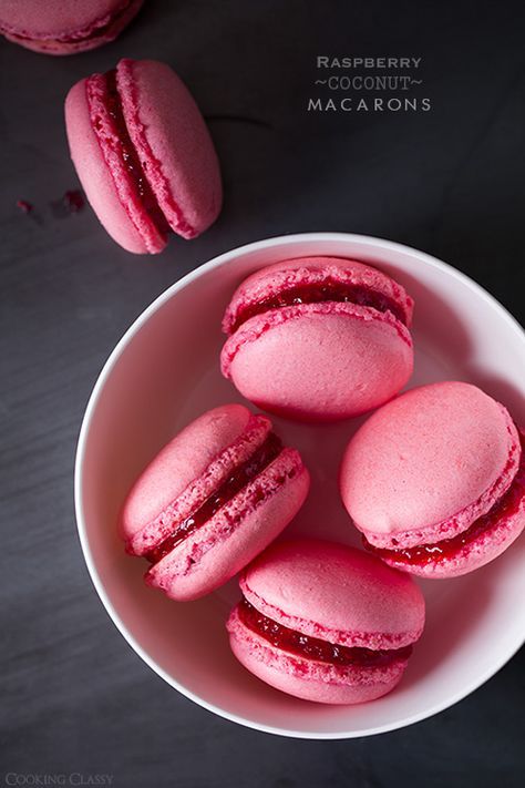 Raspberry Coconut Macarons