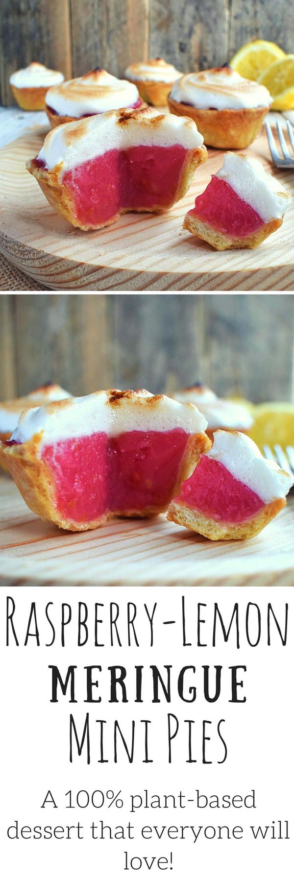 Raspberry-Lemon Aquafaba Meringue Mini Pies