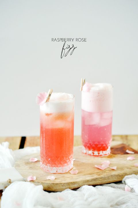 Raspberry Rose Fizz Cocktail