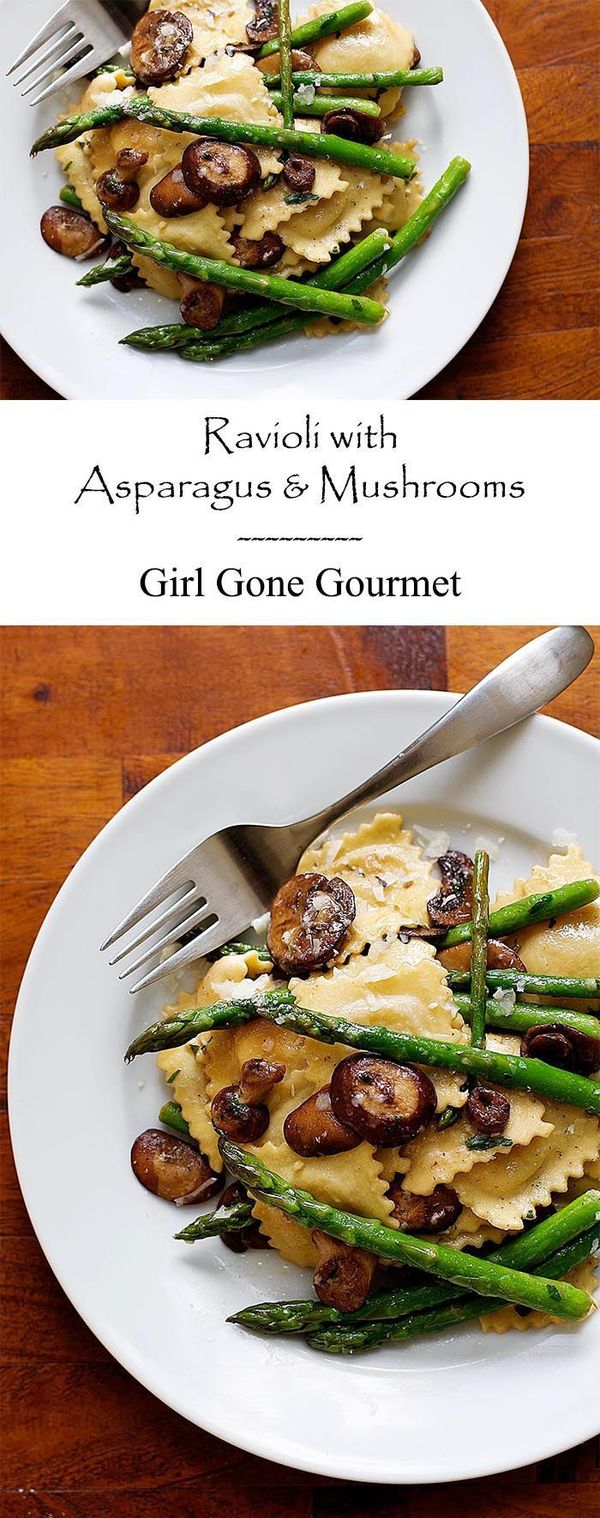 Ravioli with Asparagus and Mushrooms