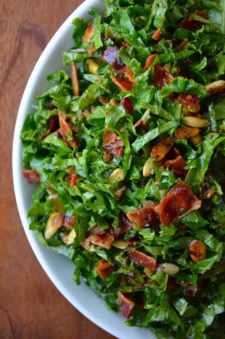 Raw Kale Salad with Warm Bacon Vinaigrette