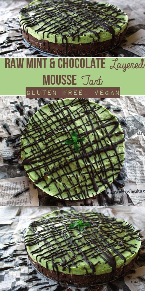 Raw Layered Mint Chocolate Mousse Tart (GF