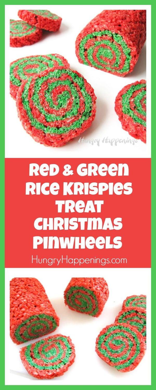 Red and Green Rice Krispies® Treat Christmas Pinwheels