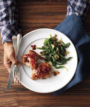 Red Currant-Glazed Chicken With Spinach