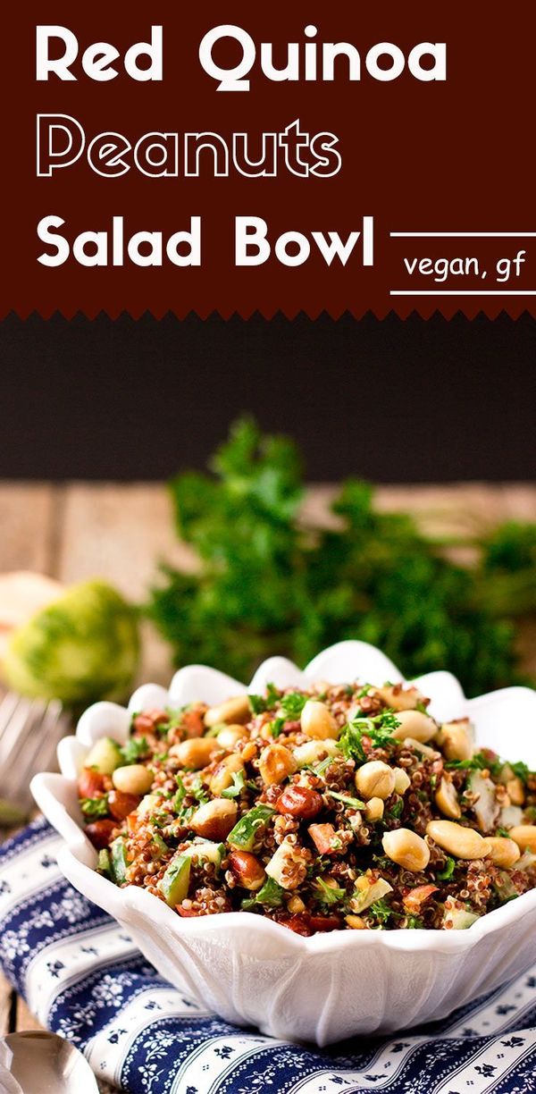 Red Quinoa Salad Bowl with Peanuts