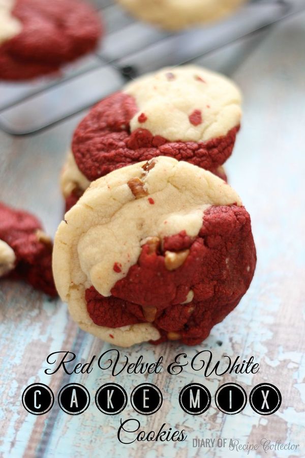 Red Velvet & White Cake Mix Cookies