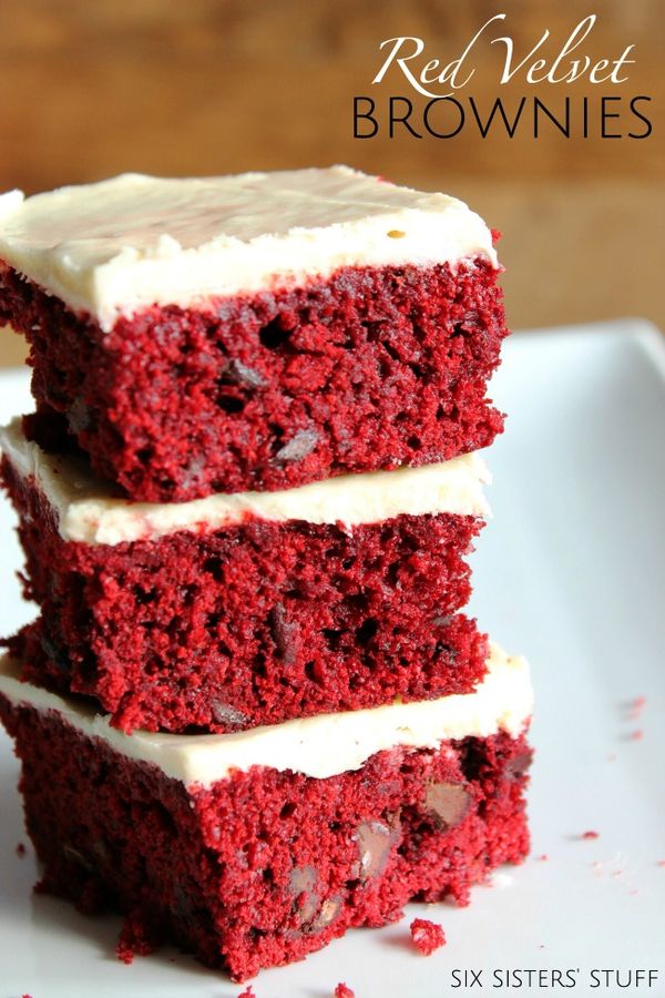 Red Velvet Brownies with White Chocolate Buttercream