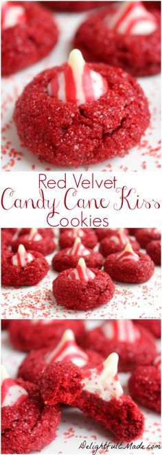 Red Velvet Candy Cane Kiss Cookies