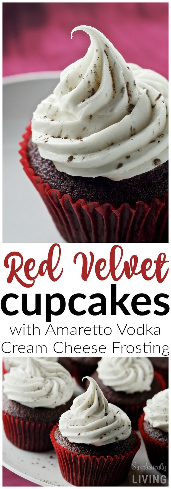 Red Velvet Cupakes with Amaretto Vodka Cream Cheese Frosting