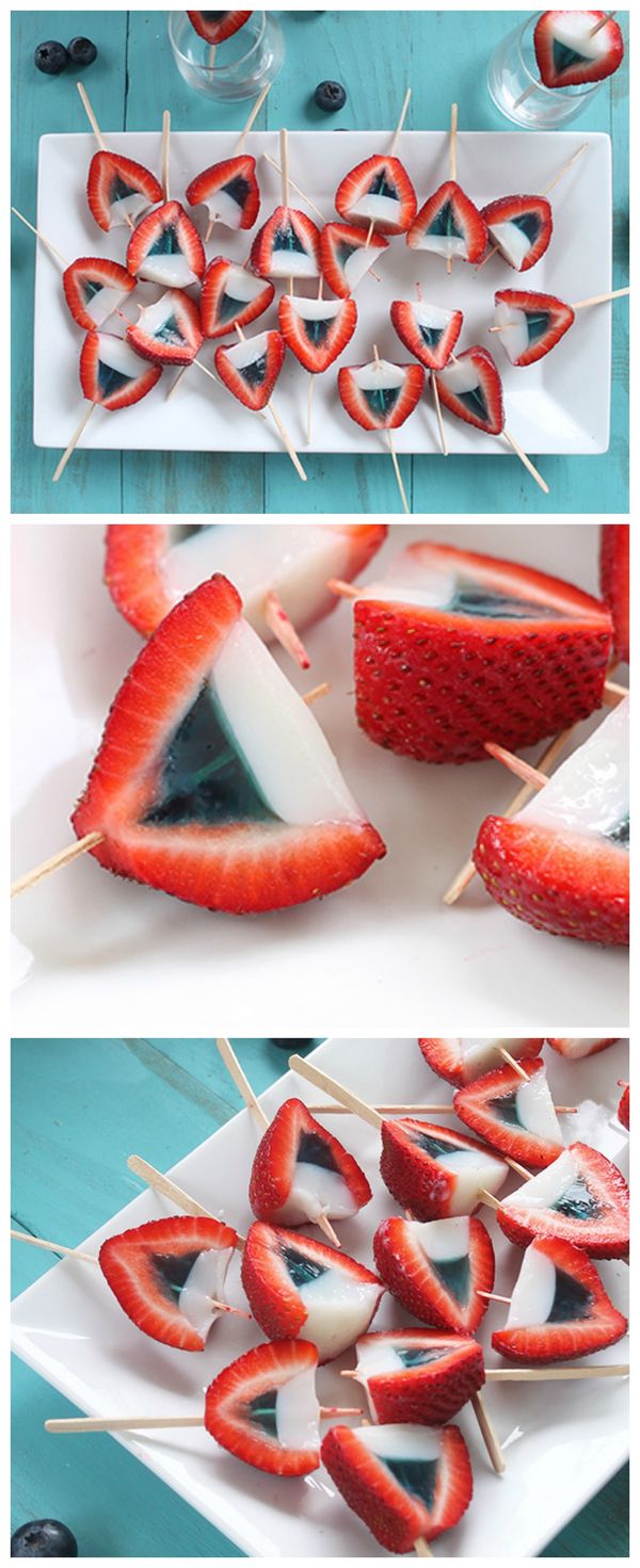 Red White and Blue Strawberry Jello Shots