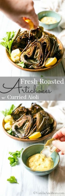 Roasted Artichokes with Curried Aioli