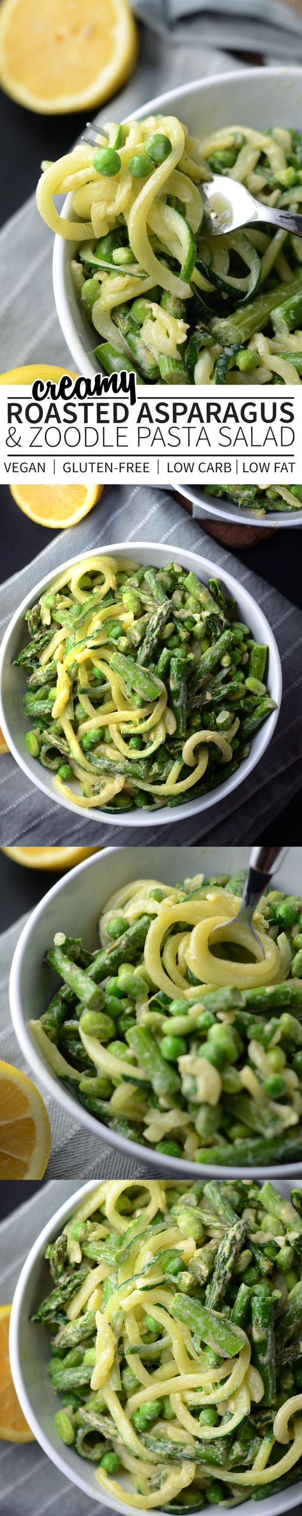 Roasted Asparagus and Zucchini Noodle Pasta Salad