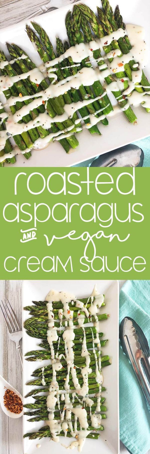 Roasted Asparagus with Vegan Cream Sauce