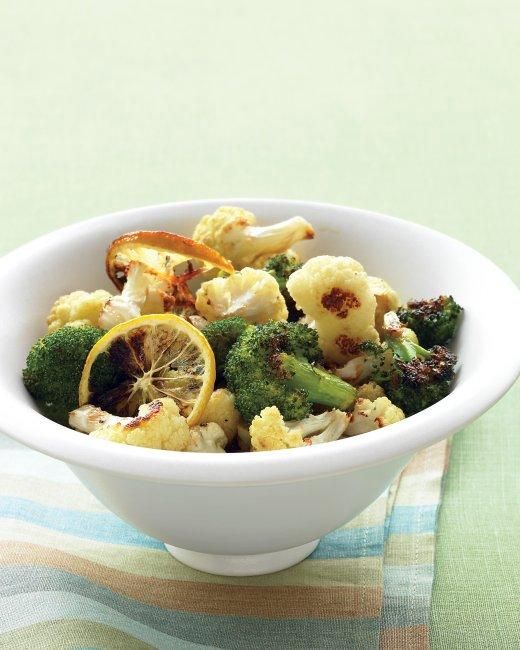 Roasted Broccoli and Cauliflower with Lemon and Garlic