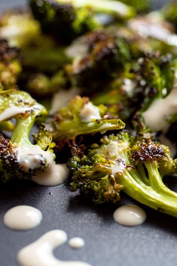 Roasted Broccoli With Tahini Garlic Sauce