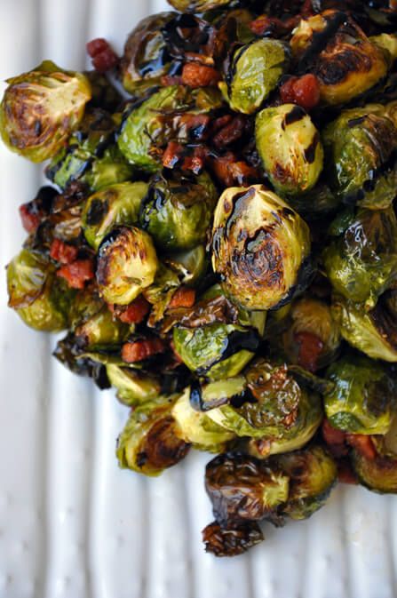 Roasted Brussels Sprouts with Pancetta and Balsamic Syrup