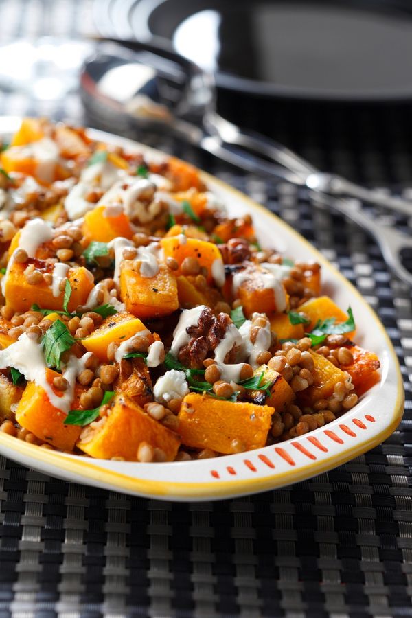 Roasted Butternut & Lentil Salad with Goat Cheese