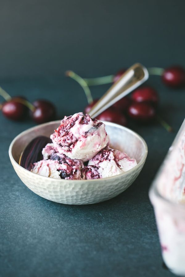 Roasted Cherry Cardamom Ice Cream (Paleo, Vegan, Dairy-Free