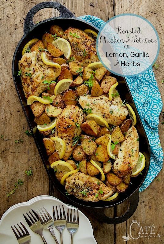 Roasted Chicken and Potatoes with Lemon, Garlic and Herbs