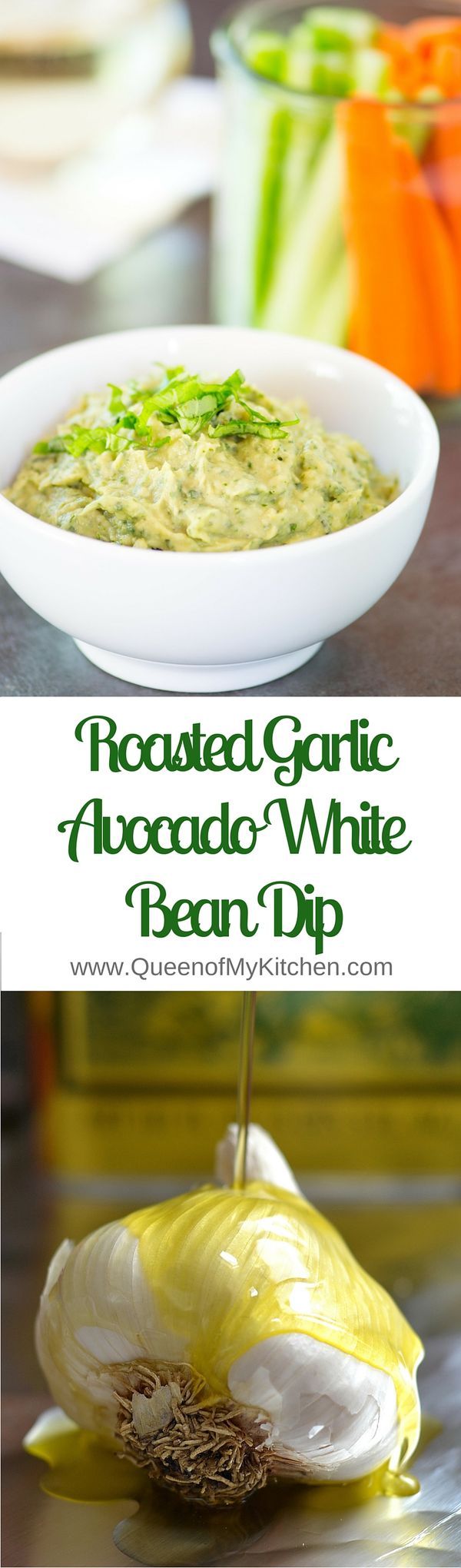 Roasted Garlic Avocado White Bean Dip