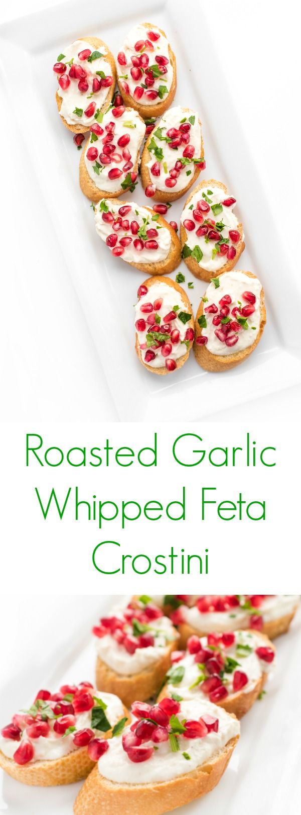 Roasted Garlic Whipped Feta Crostini