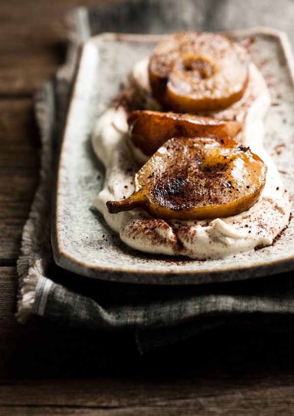 Roasted Pears with Espresso Mascarpone Cream