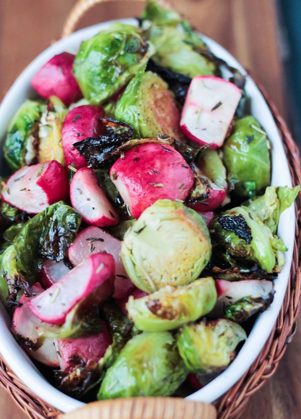 Roasted Radish and Brussels Sprouts Salad