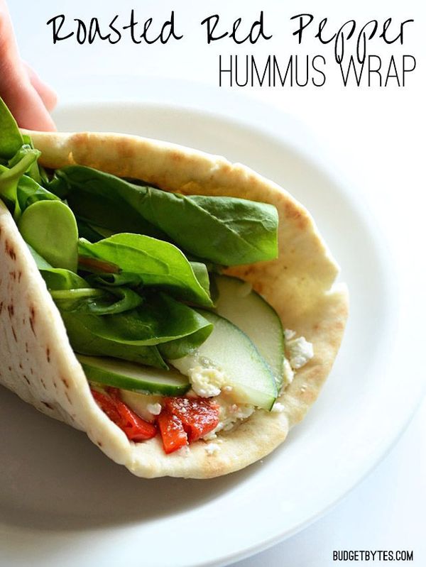 Roasted Red Pepper Hummus Wraps