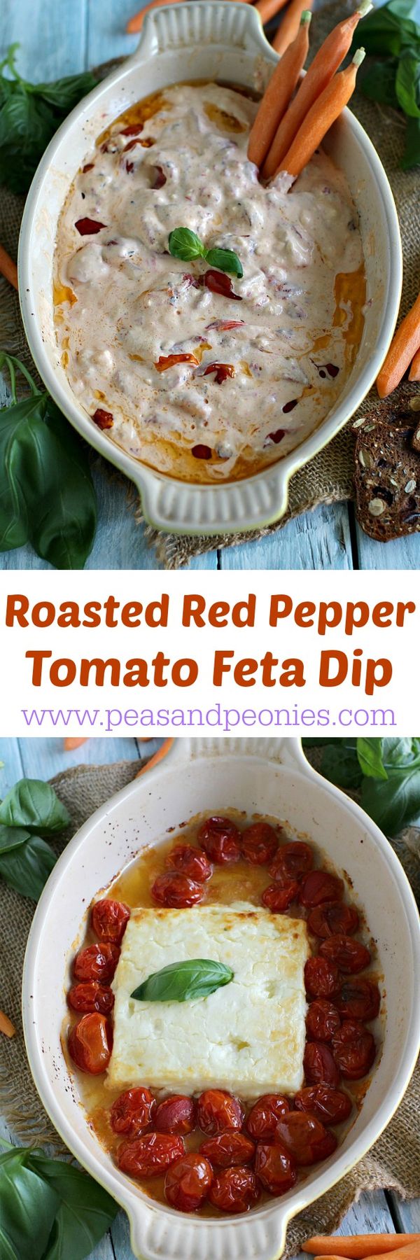 Roasted Red Pepper Tomato Feta Dip