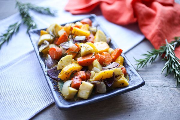 Roasted Rosemary Winter Squash and Root Veggies