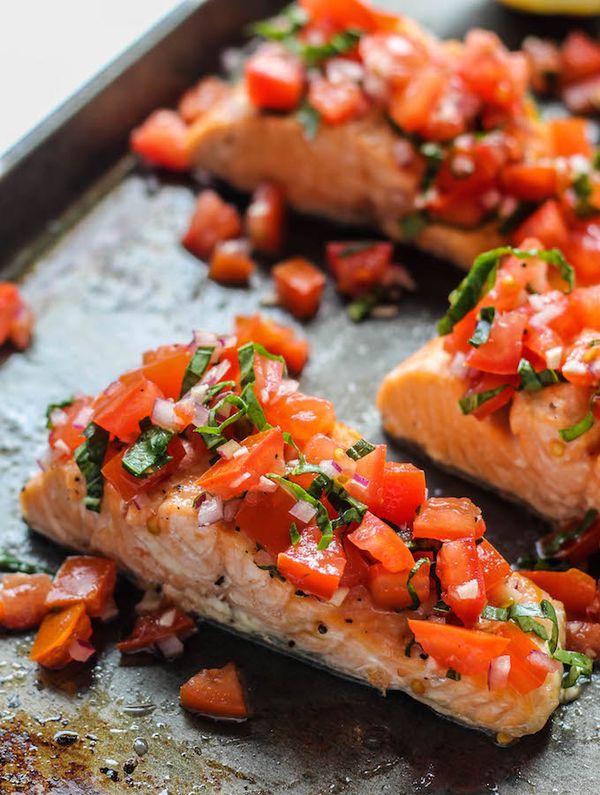 Roasted Salmon with Tomato Basil Relish