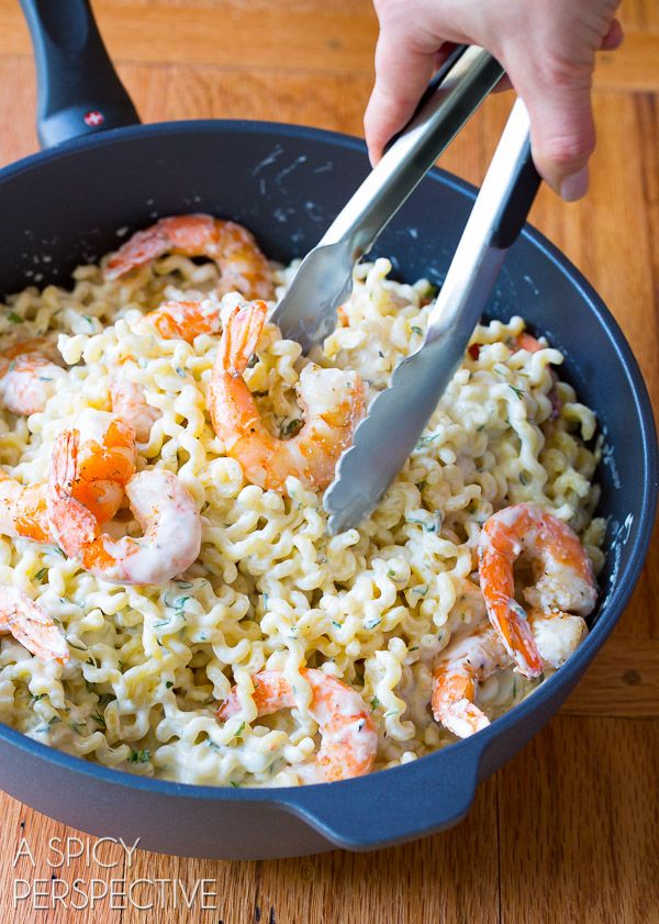 Roasted Shrimp Pasta with Lemon Cream Sauce