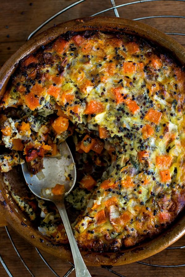 Roasted Squash and Red Onion Gratin With Quinoa