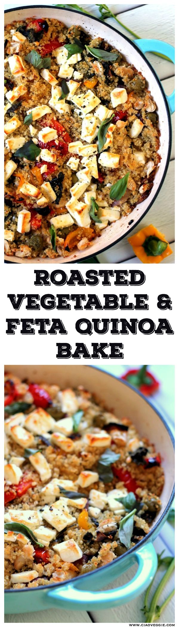 Roasted vegetable & feta cheese quinoa bake