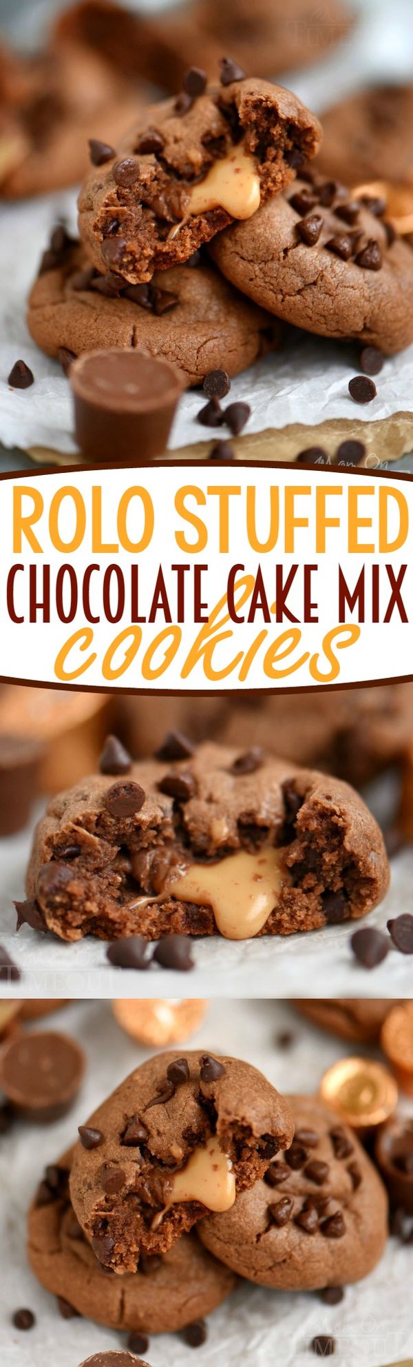 Rolo Stuffed Chocolate Cake Mix Cookies