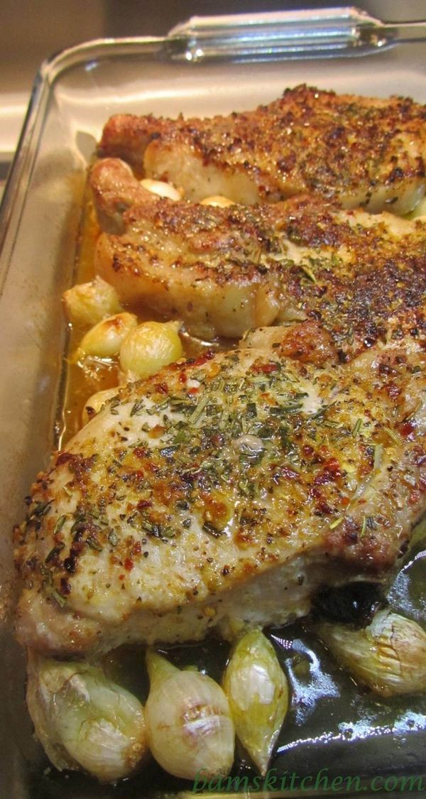 Rosemary Herbed Pork Chops with Shallot Wine Sauce