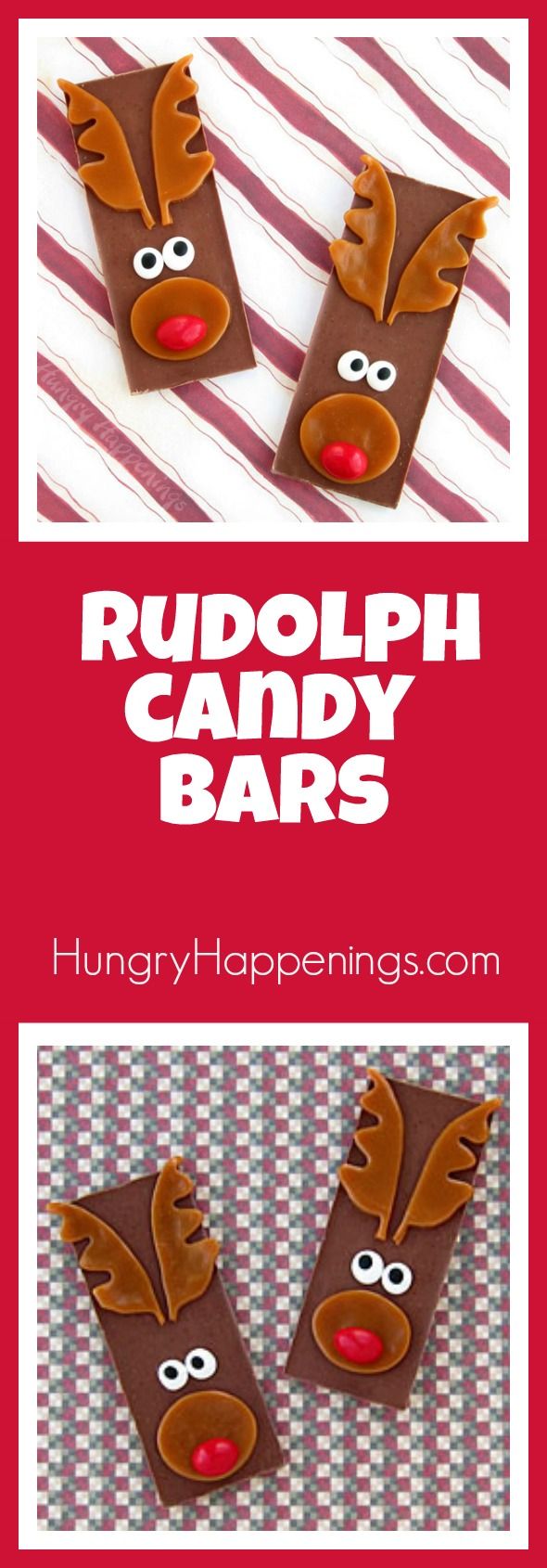 Rudolph the Red Nose Reindeer Candy Bars - Edible Christmas Craft