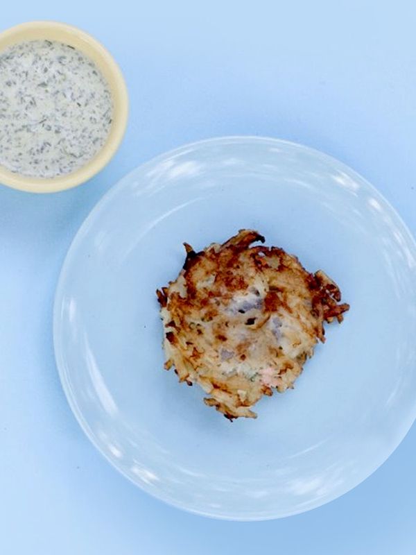 Salmon and Green Goddess Stuffed Latkes