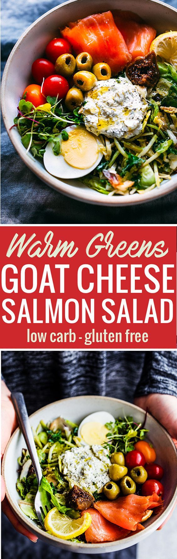 Salmon Goat Cheese Warm Greens Salad (Low Carb