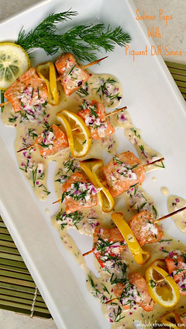 Salmon Pops With Piquant Dill Sauce