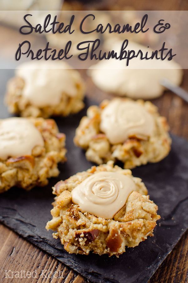 Salted Caramel & Pretzel Thumbprints