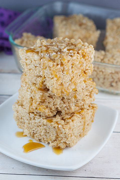 Salted Caramel Browned Butter Rice Krispie Treats